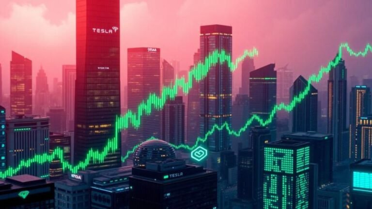 Bullish 2026 stock market outlook with AI-driven tech stocks, rising charts, Tesla and Nvidia trends, and precious metals rally