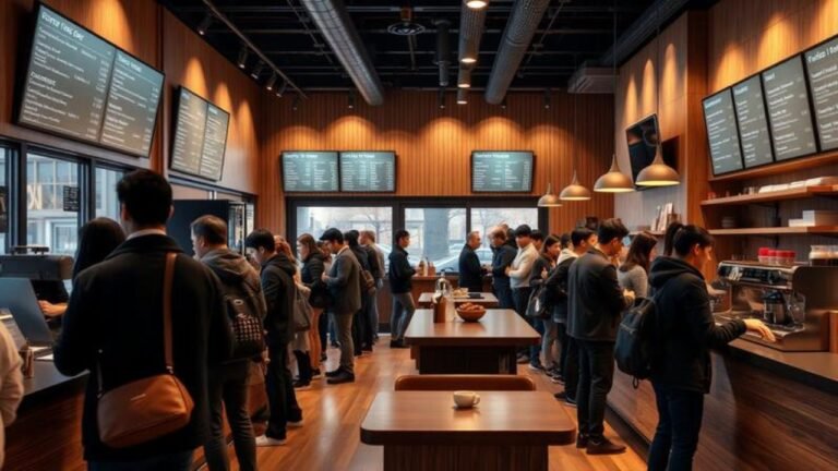 Modern coffee shop interior showing efficient service and improved customer experience.