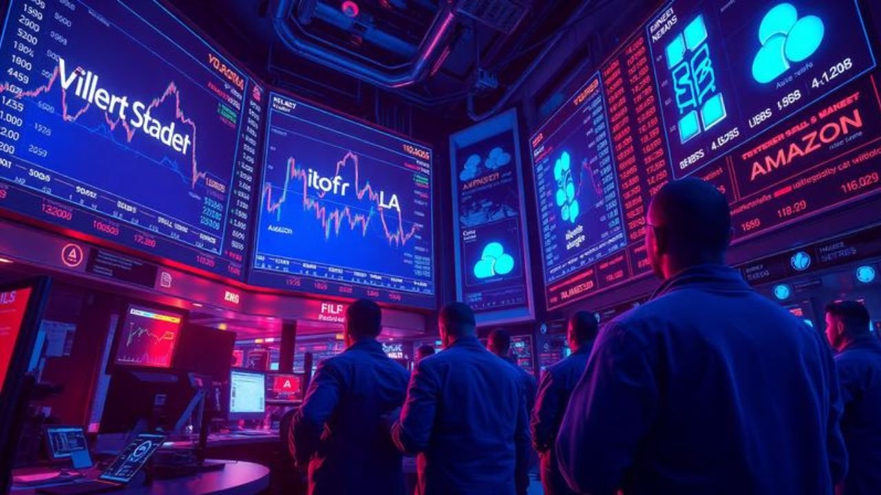 Wall Street reacts as Microsoft shares fall while Meta, Google, and Amazon face investor scrutiny over AI spending and tech earnings.